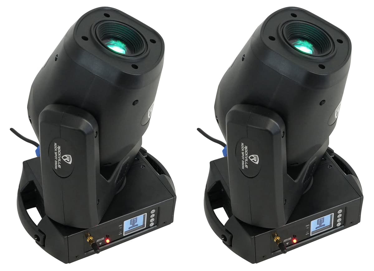 Rockville ROCK SPOT 260W - Paquete 2 piezas Moving Head Spot con DMX inalámbrico y prismas (2) ROCK SPOT 260W