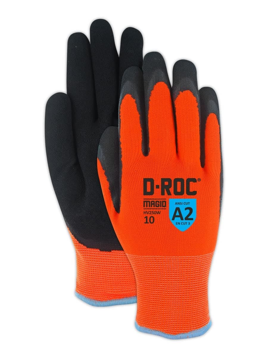 MAGID ROC Guantes térmicos impermeables con recubrimiento Sandy Nitrile, ANSI A2, 72 pares, Talla 7/S (HV250W) HV250W7-72