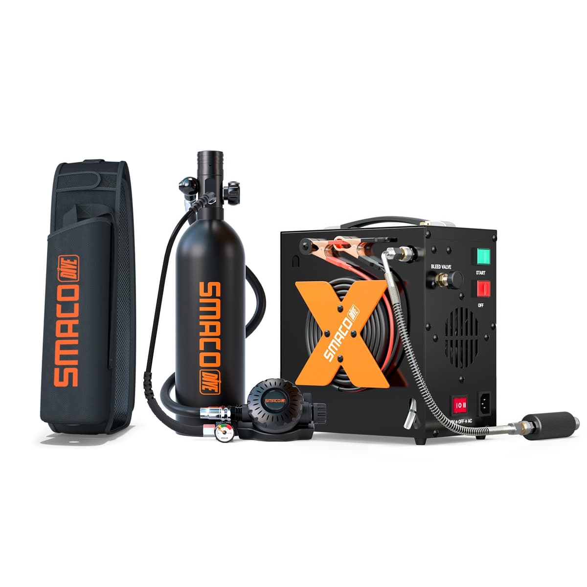 SMACO Mini Scuba Tank S400 PRO 1L Pony Bottle - Negro S400PRO-G-BLACK