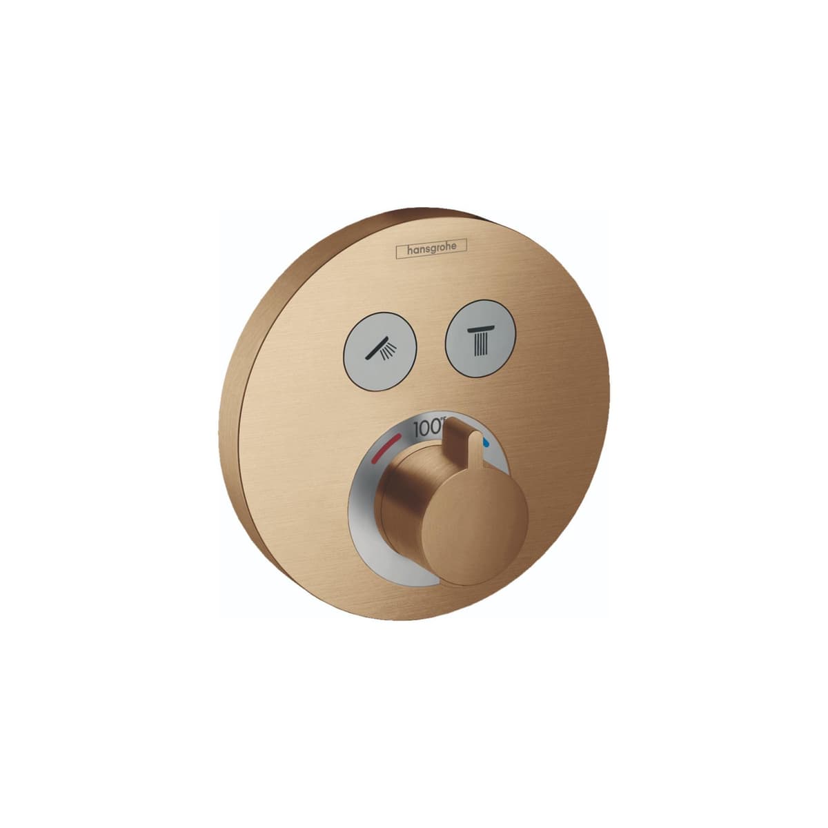 hansgrohe ShowerSelect S Modern Termostato empotrado con control de temperatura y desvío, acabado Brushed Bronze, 15743141