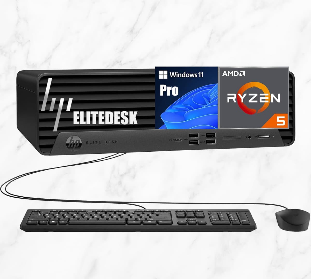 Computadora de Escritorio HP Elite 805 G9 Small Form Factor | AMD Ryzen 5 de 6 núcleos (hasta 5.0 GHz) | 32 GB RAM DDR5, SSD de 2 TB | Gráficos AMD Radeon 740M | Windows 11 | Teclado y Mouse | NPU con IA DSG9805