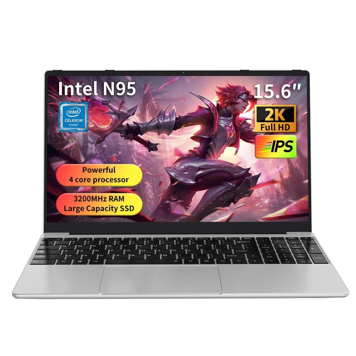 NEOBIHIER Laptop para Juegos 15.6" FHD, Intel N95, 512GB SSD, 16GB RAM DDR4, Batería 6000mAh, Teclado Retroiluminado, Desbloqueo por Huella, Laptop con Windows 11 para Trabajo y Entretenimiento. 156N95-16GBDDR4-512G
