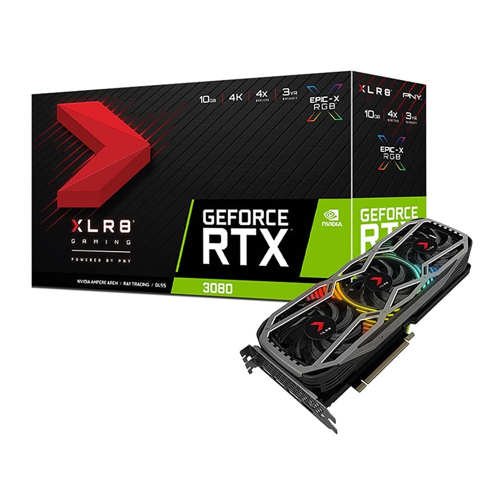 PNY GeForce RTX 3080 10GB XLR8 Revel Epic-X RGB - Tarjeta gráfica Triple Fan VCG308010TFXPPB