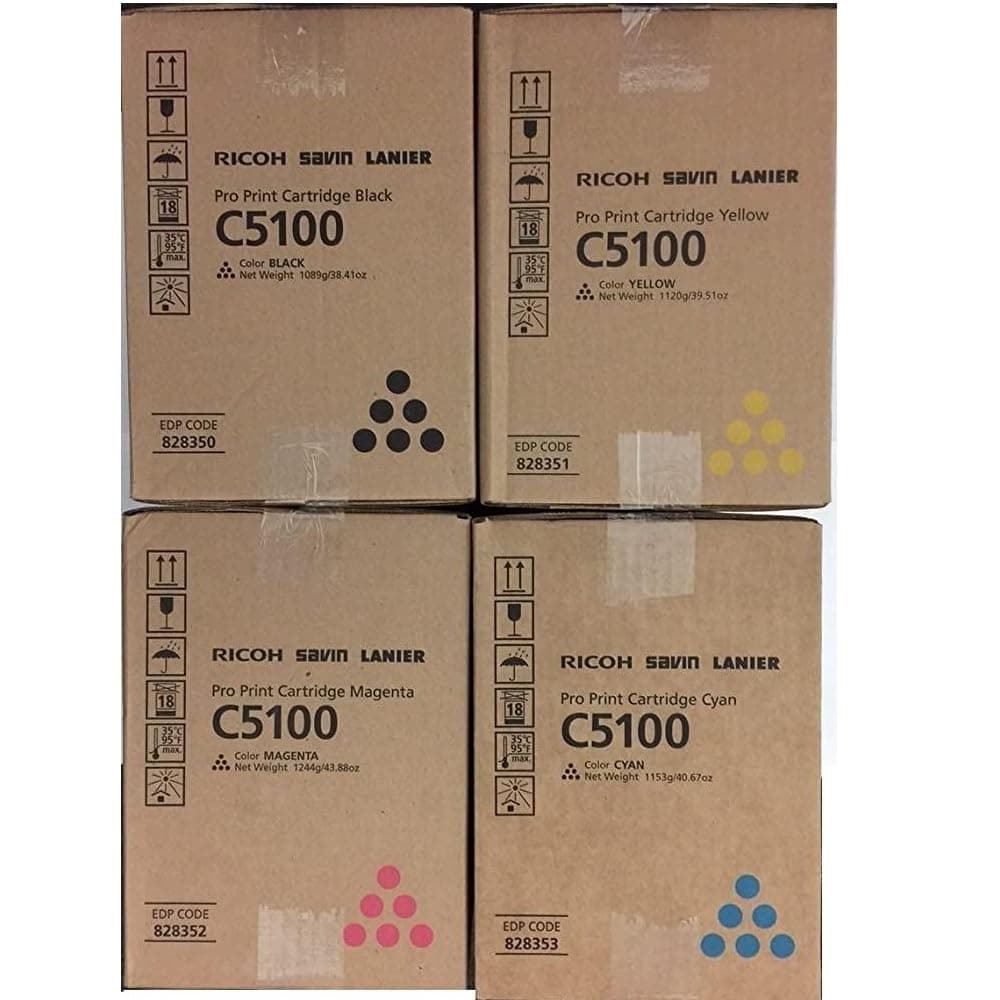 Ricoh juego de tóner CMYK genuino para C5100 (828350, 828351, 828352, 828353) 828350VP