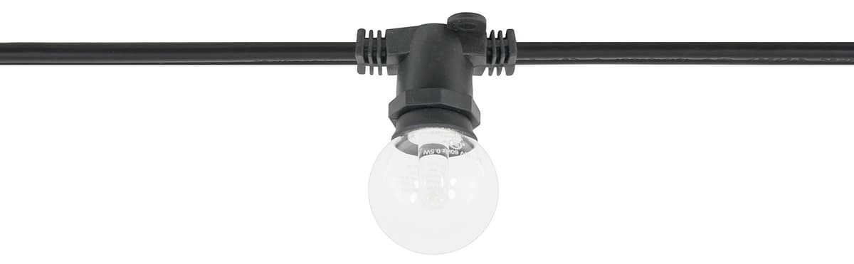 American Lighting LS-C-12-BK Guirnalda de luces grado comercial con 330 portalámparas base candelabro, 100 metros, negra