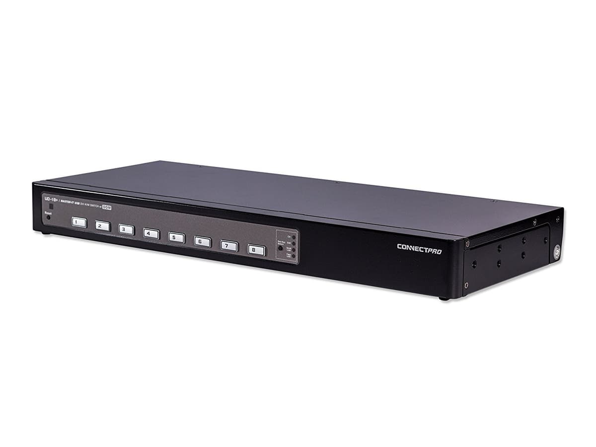 ConnectPro UD Series Kit USB DVI KVM Switch con DDM y Multi-hotkey (8 puertos, 10 ft) UD-18+KIT-10