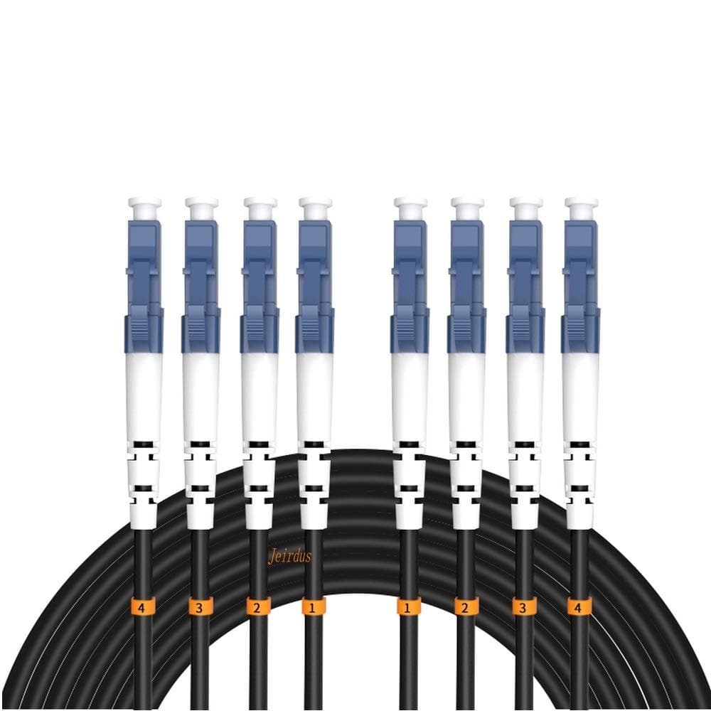 Jeirdus Cable óptico monomodo LC a LC blindado para exterior 4 núcleos 9/125,250 metros (820 ft) - Jumper/cordón de parche óptico FBM-OALCLC4S250