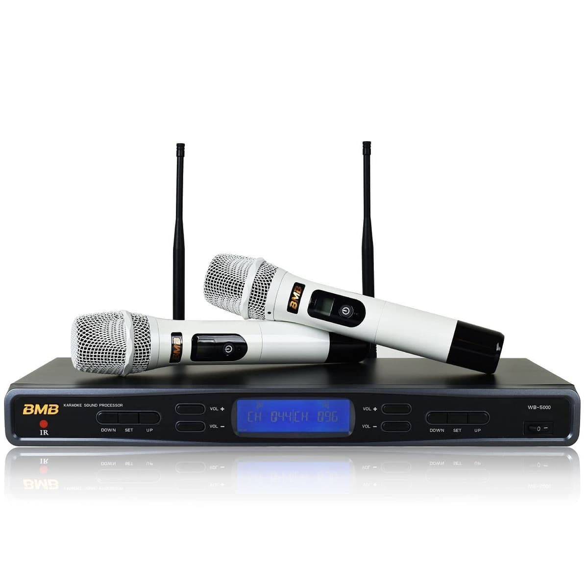 BMB WB-5000S sistema inalámbrico vocal 900MHz con micrófonos de mano blancos