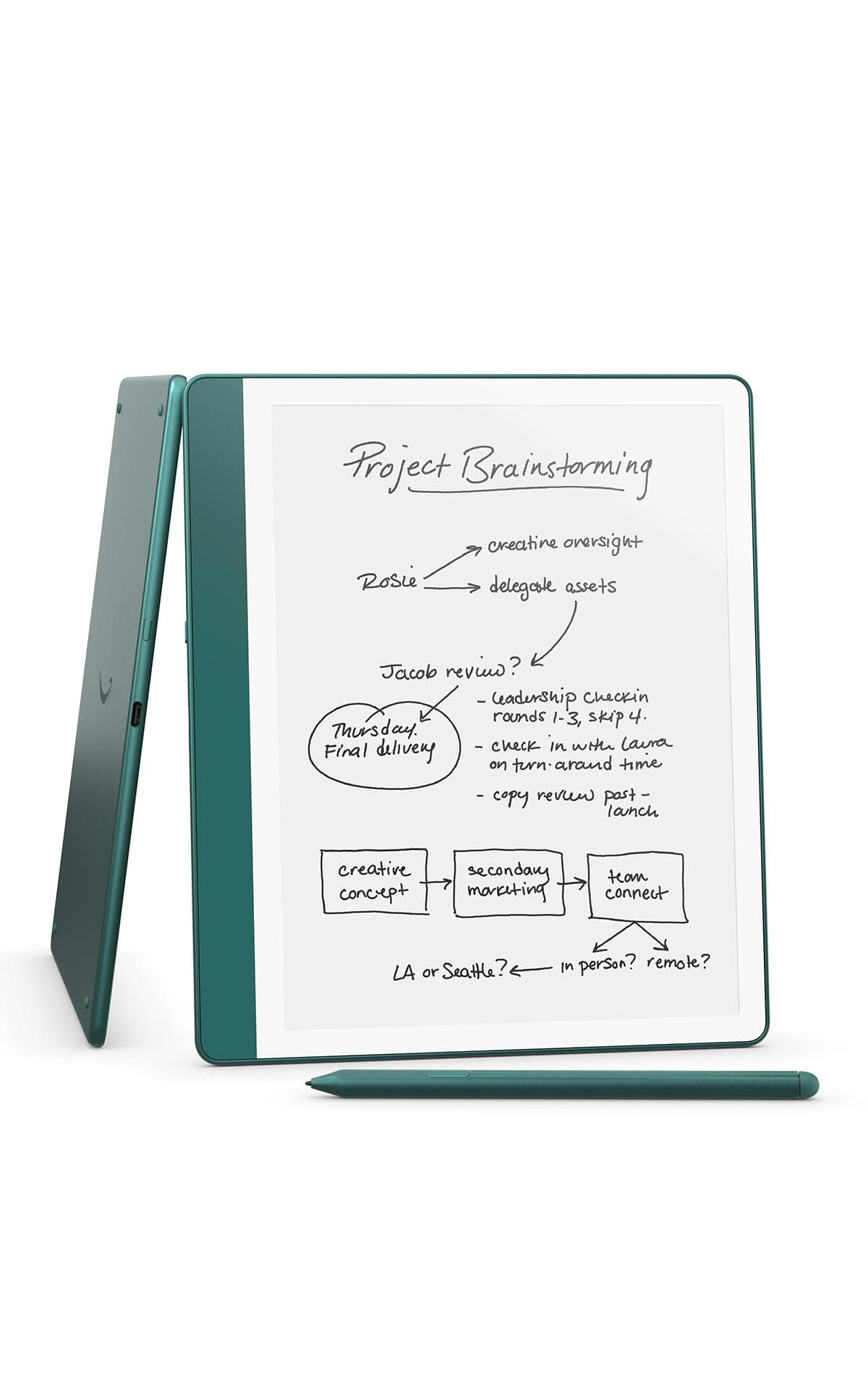 Amazon Kindle Scribe (64 GB) - Tus notas, documentos y libros, todo en un solo lugar. Con resumenes integrados por IA para cuadernos. Incluye lápiz Premium - Jade Metálico 53-036208