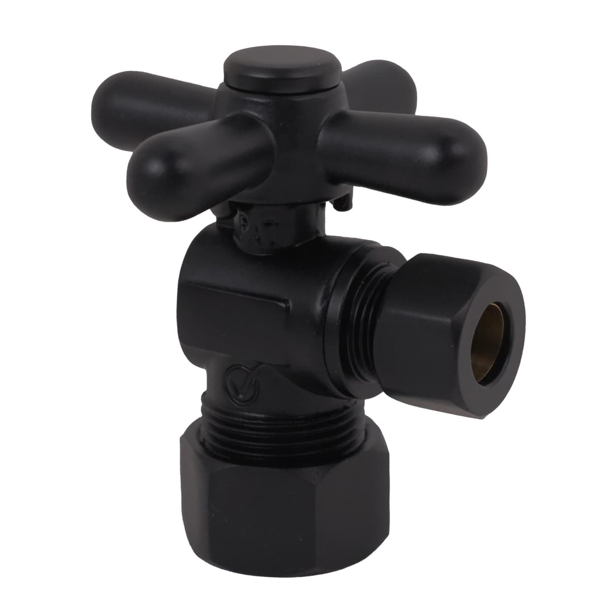 Westbrass D105BX-20-62 Válvula de cierre angular con manija cruzada de 1/4 de vuelta, 5/8" OD x 3/8" OD, negro mate (paquete de 20)