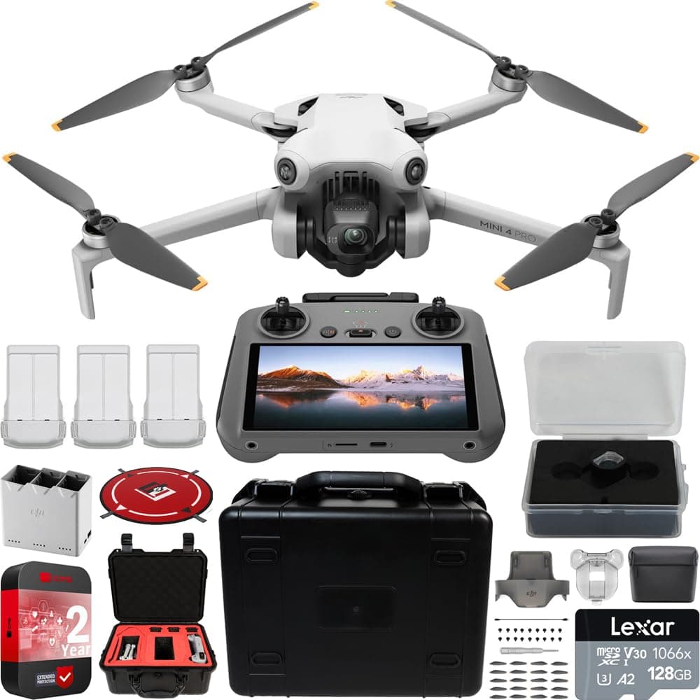 DJI Mini 4 Pro Drone Plegable Fly More Combo Plus con RC 2 y 3 Baterías, Bundle con Estuche Rígido y Lente Gran Angular E22DJIMINI4PRFMCP