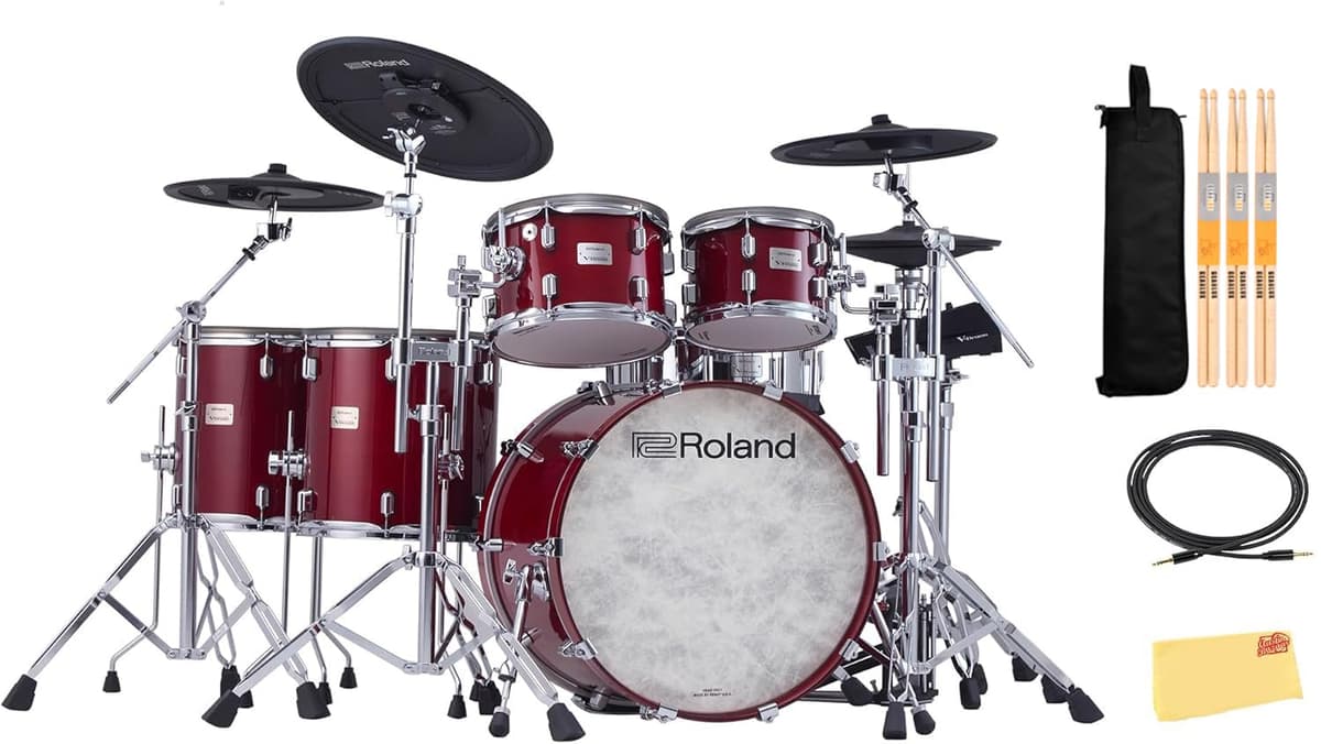 Roland VAD716-GC V-Drums Acoustic Design - Gloss Cherry, Bundle con Accesorios AUS-VAD716-GC-COMBO-DLX
