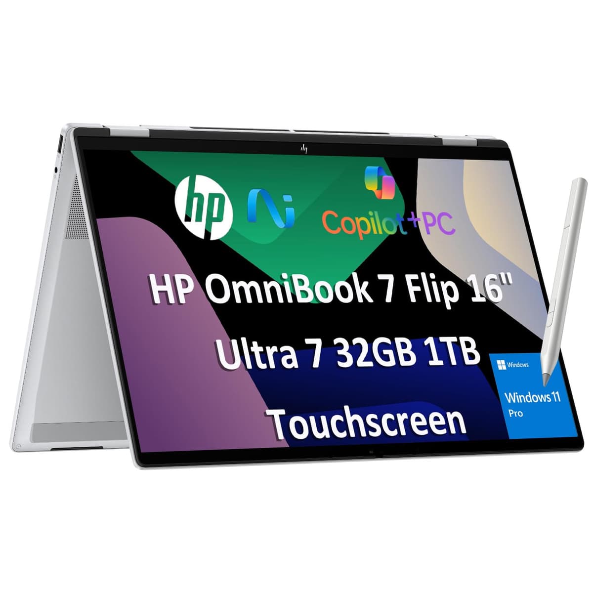 ist computers 2026 HP OmniBook 7 Flip 2 en 1 (Pantalla táctil 16" FHD+, Intel Core Ultra 7 258V, 32GB DDR5, 1TB SSD, GPU Arc 16GB, Lápiz) Next Gen Envy 16 x360, PC con AI Copilot+, Cámara IR, Wi-Fi 7, Windows 11 Pro