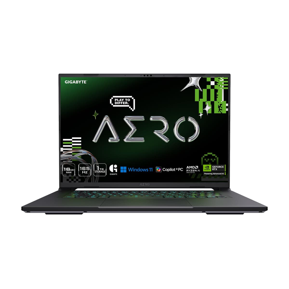 GIGABYTE AERO X16 Copilot+ PC - 165Hz WQXGA, RTX 5070, AMD Ryzen AI 7 350, 1TB SSD, 16GB DDR5, Space Gray GIGABYTE AERO X16 1WH93USC94AH