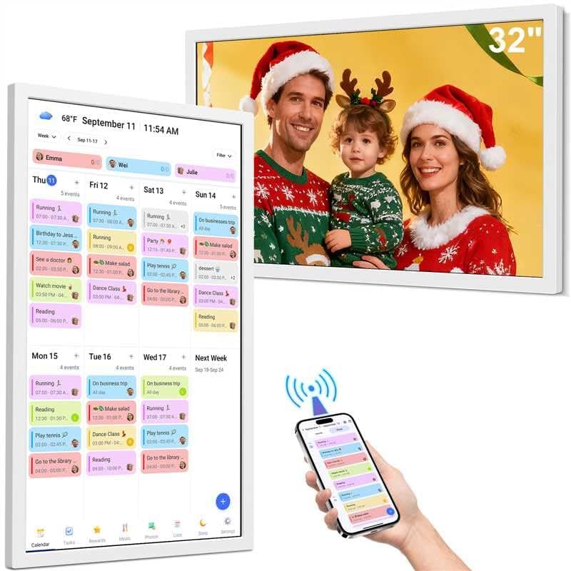 BQQJDD Smart Calendar Max 32" - Calendario digital y organizador familiar con pantalla táctil US-XHC-DCW32