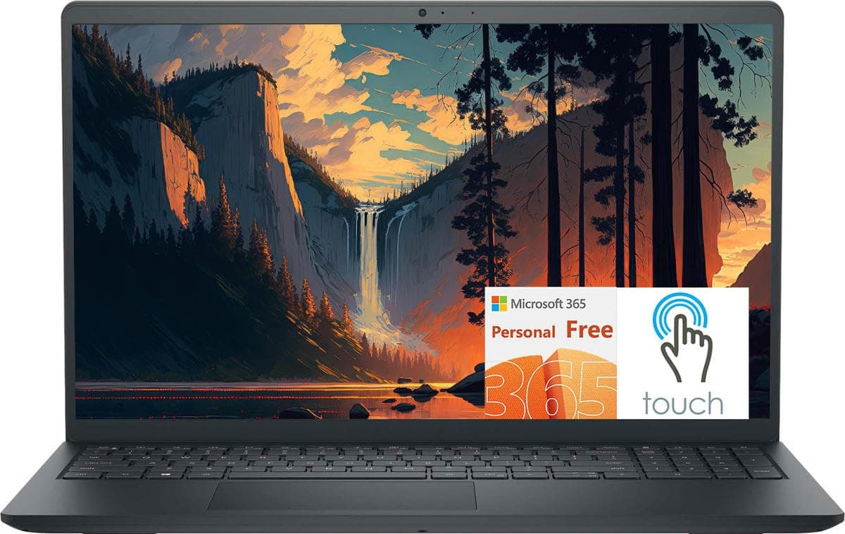 Dell Inspiron 15 Laptop, pantalla táctil Full HD de 15.6", portátil para negocios y estudiantes, procesador AMD Ryzen 5 7530U de 6 núcleos, 32 GB RAM, 1 TB SSD, Windows 11 con 1 año de Microsoft 365, color negro carbón