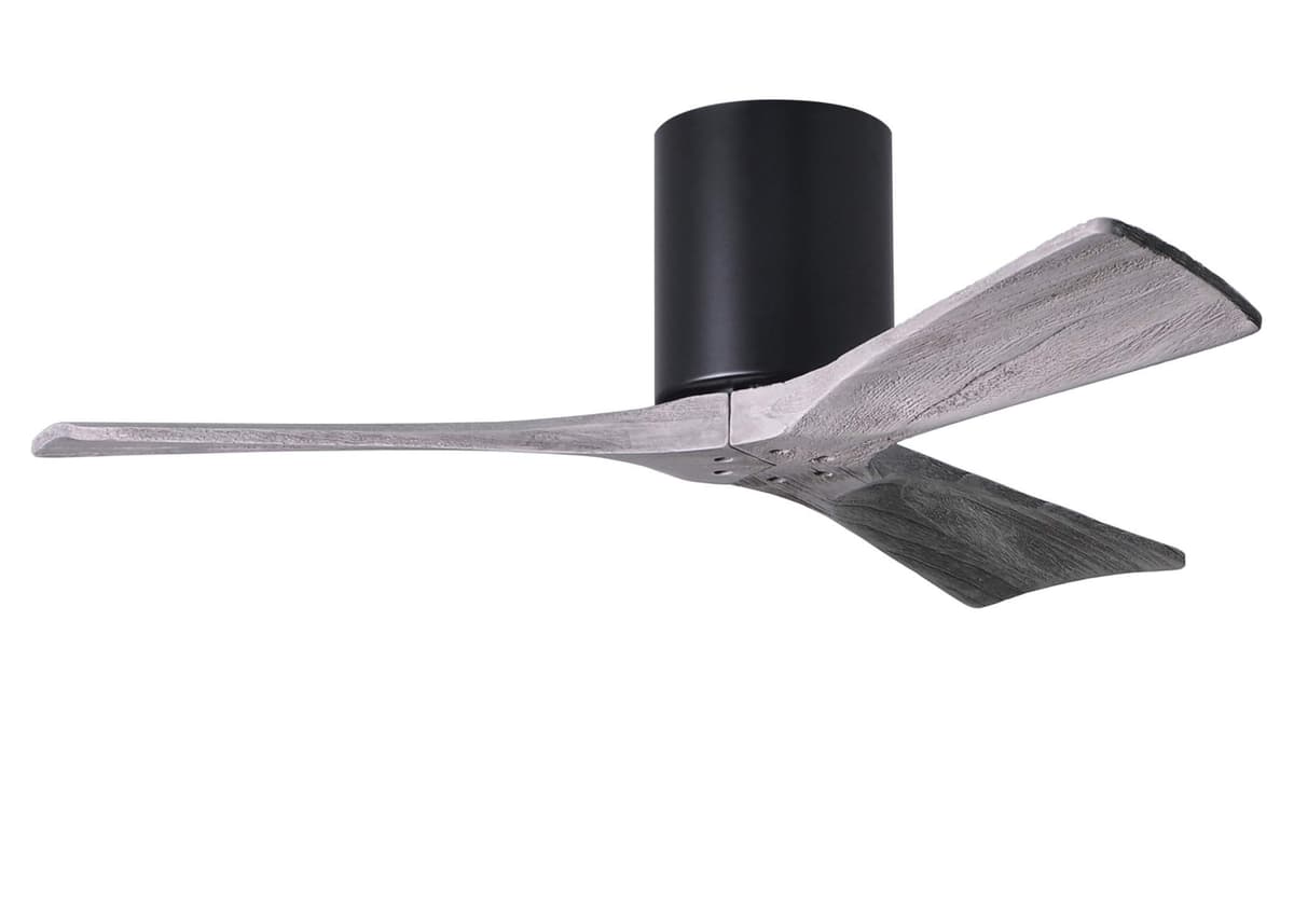 Matthews IR3H-BK-BW-42 Irene 42" Flush Mount, motor DC silencioso, control remoto y pared, 3 aspas madera barnizada, Negro mate