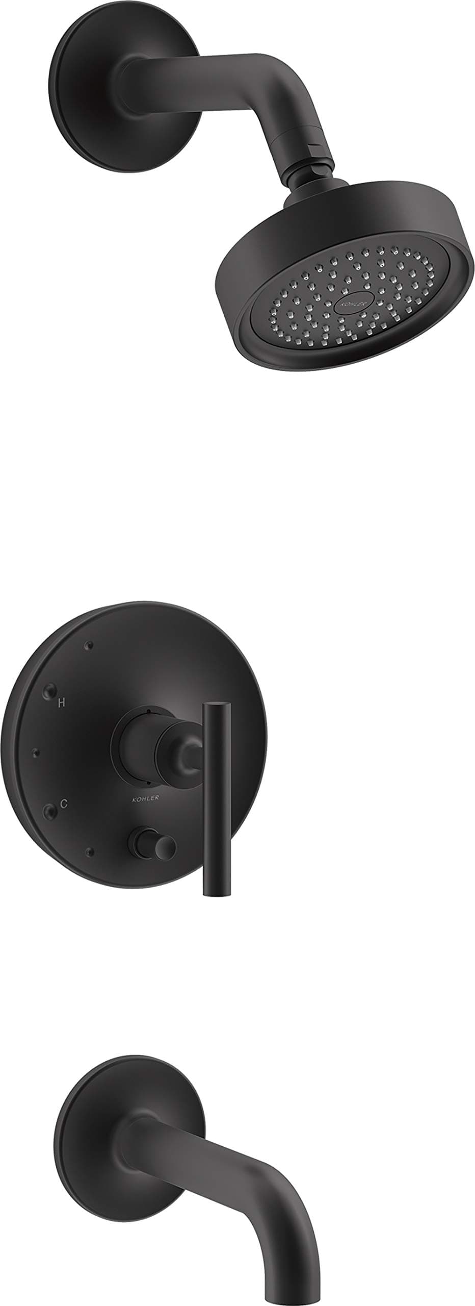 Kohler Purist trim de ducha con diverter push-button y manija palanca, K-T14421-4-BL