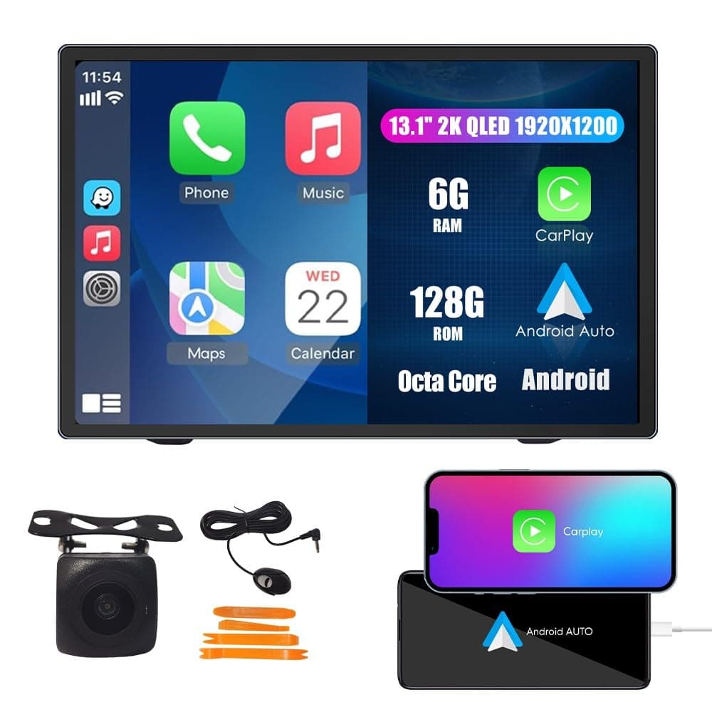 KUNFINE 13.1" CarPlay Android Auto QLED Octa Core 6G+128G con cámara reversa para Honda CR-V 2007-2011 KF-V6969A