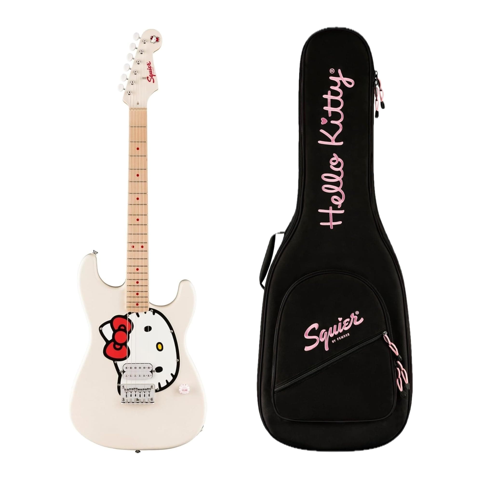 Guitarra eléctrica Fender x Hello Kitty Stratocaster y funda deluxe Hello Kitty, blanca 0379102980