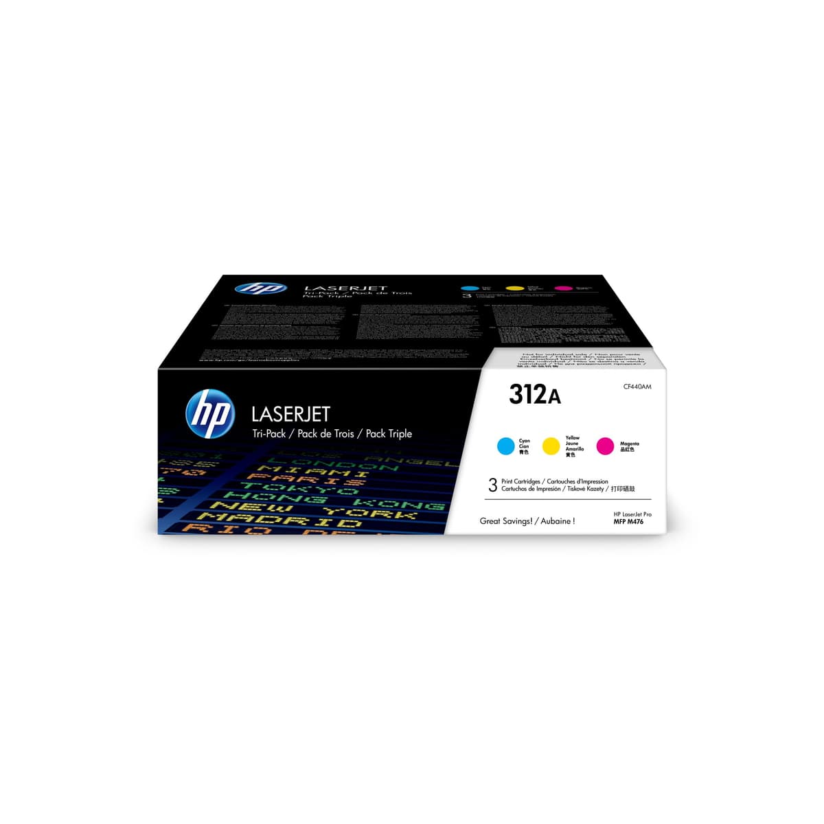 HP 312A Cartuchos de tóner Cyan/Magenta/Yellow (paquete de 3) CF440AM compatibles con Color LaserJet Pro MFP M476