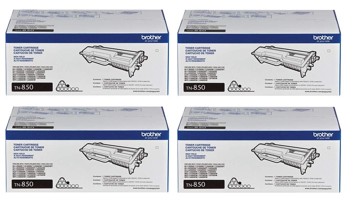 Brother TN850 4PK Paquete x4 tóner negro original - High Yield