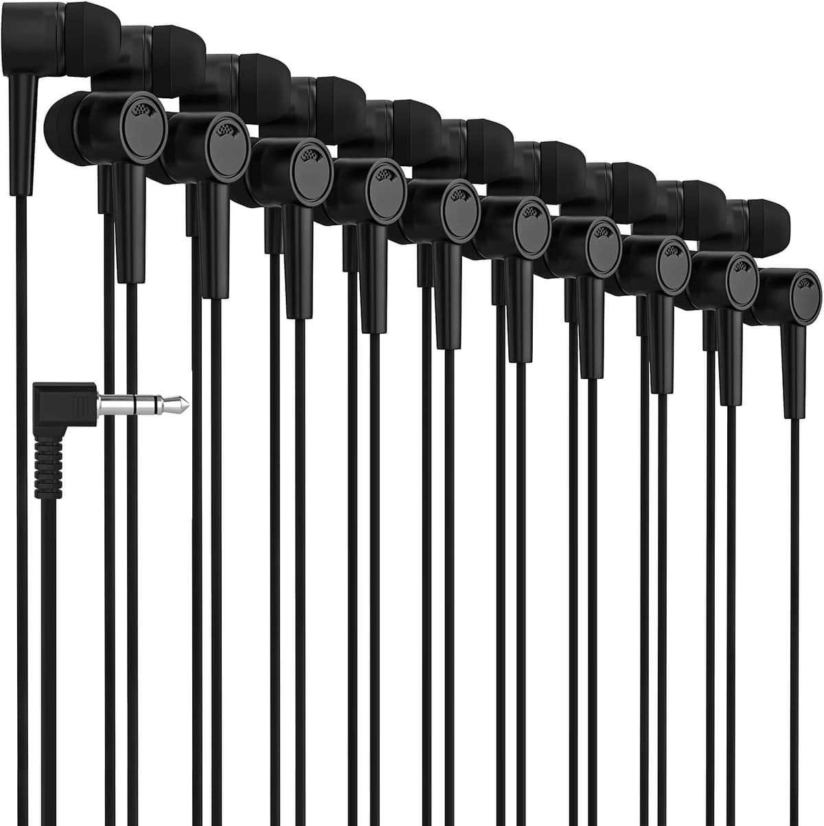 Auriculares por Mayor Maeline Paquete de 1000 Auriculares Estéreo Ideales para Aulas K-12 y Universidades, Biblioteca, Viajes, Gimnasio, Museo, Enchufe de 3.5 mm, Auriculares con Cable Antienredos para Teléfono, Tableta, Computadora, Laptop, Negro PFH1000