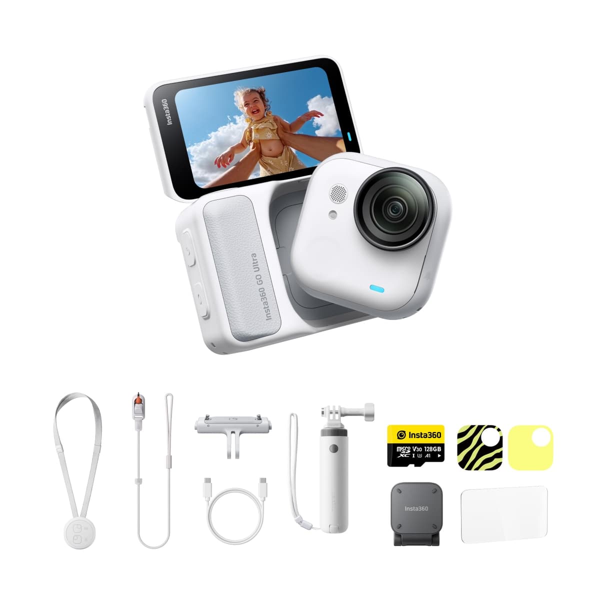 Insta360 GO Ultra Lifestyle Bundle - Cámara manos libres compacta 4K con estabilización FlowState CINSABEA