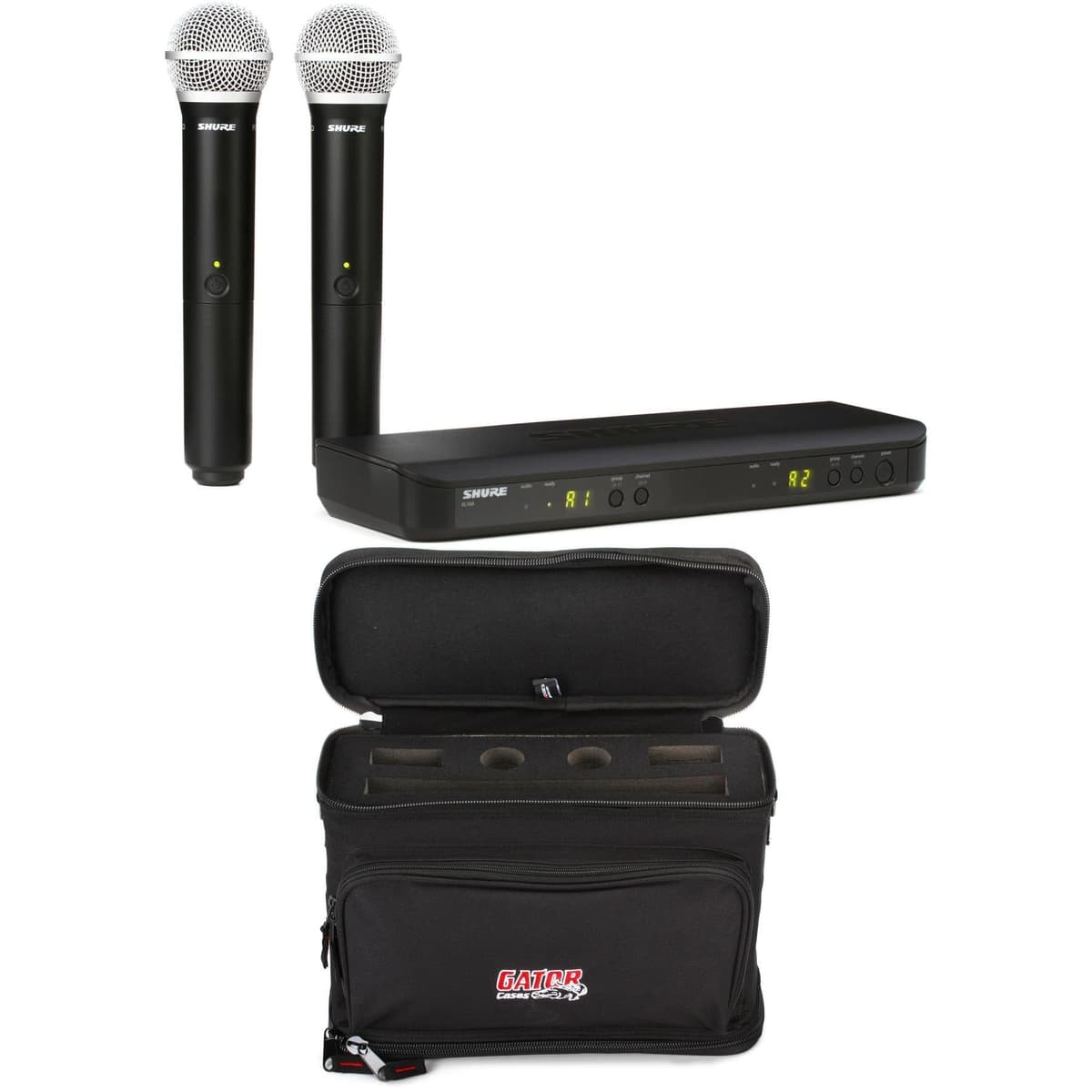 Shure BLX288/PG58 Sistema Inalámbrico Dual con Micrófonos de Mano BLXPG58J11BgBn