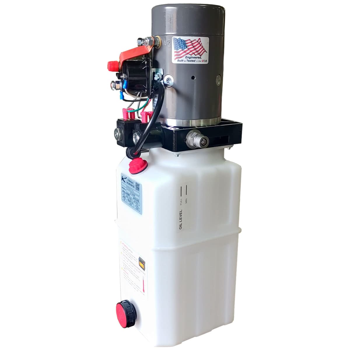 KTI Hydraulics KTI-12VDA6Q Unidad de potencia hidráulica 12V, doble acción, 6 cuartos KTI-12VDA6Q-WMT