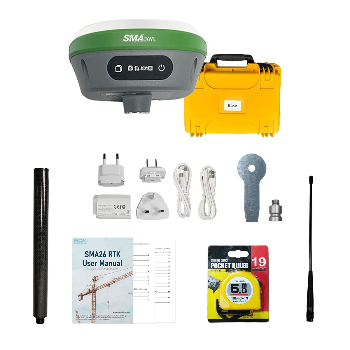 SMAJAYU SMA26 Pro - Estación base RTK GNSS, 4G/WiFi/Bluetooth, Compensación por inclinación, IP67 (sin trípode)
