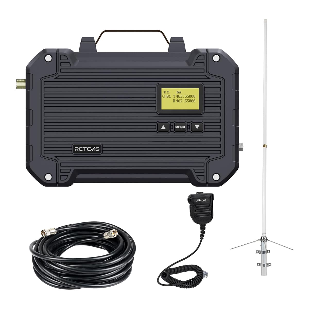 Retevis RT97L - Kit repetidor GMRS portátil de alta potencia con antena FRP