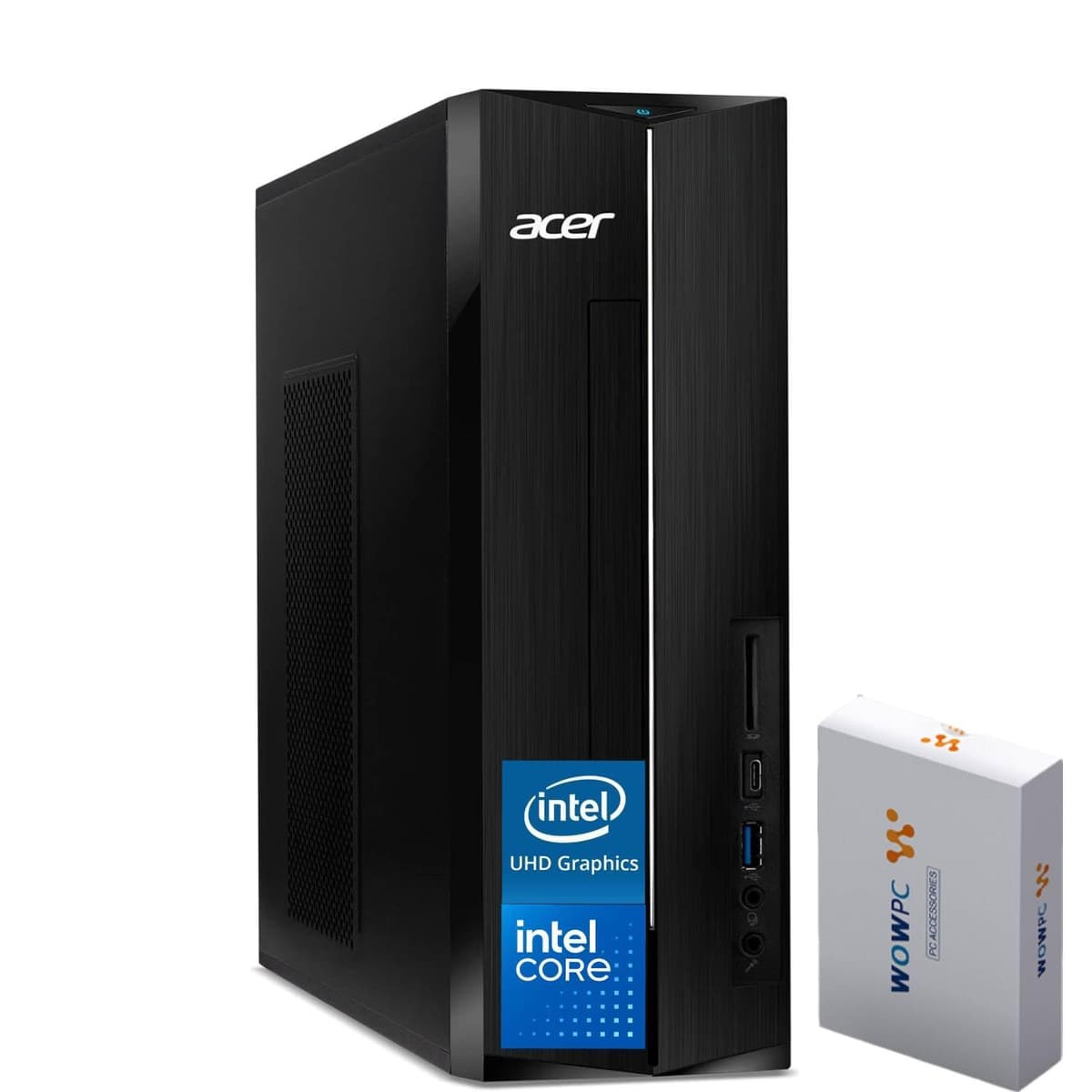 acer Aspire Desktop 2025, 8GB RAM, 512GB SSD PCIe + 500GB HDD portátil, Procesador Intel, Diseño ultra silencioso, Lector de tarjetas SD, Soporte para dos monitores 4K, USB-C, Teclado y mouse con cable, Windows 11 XC-840-UB11