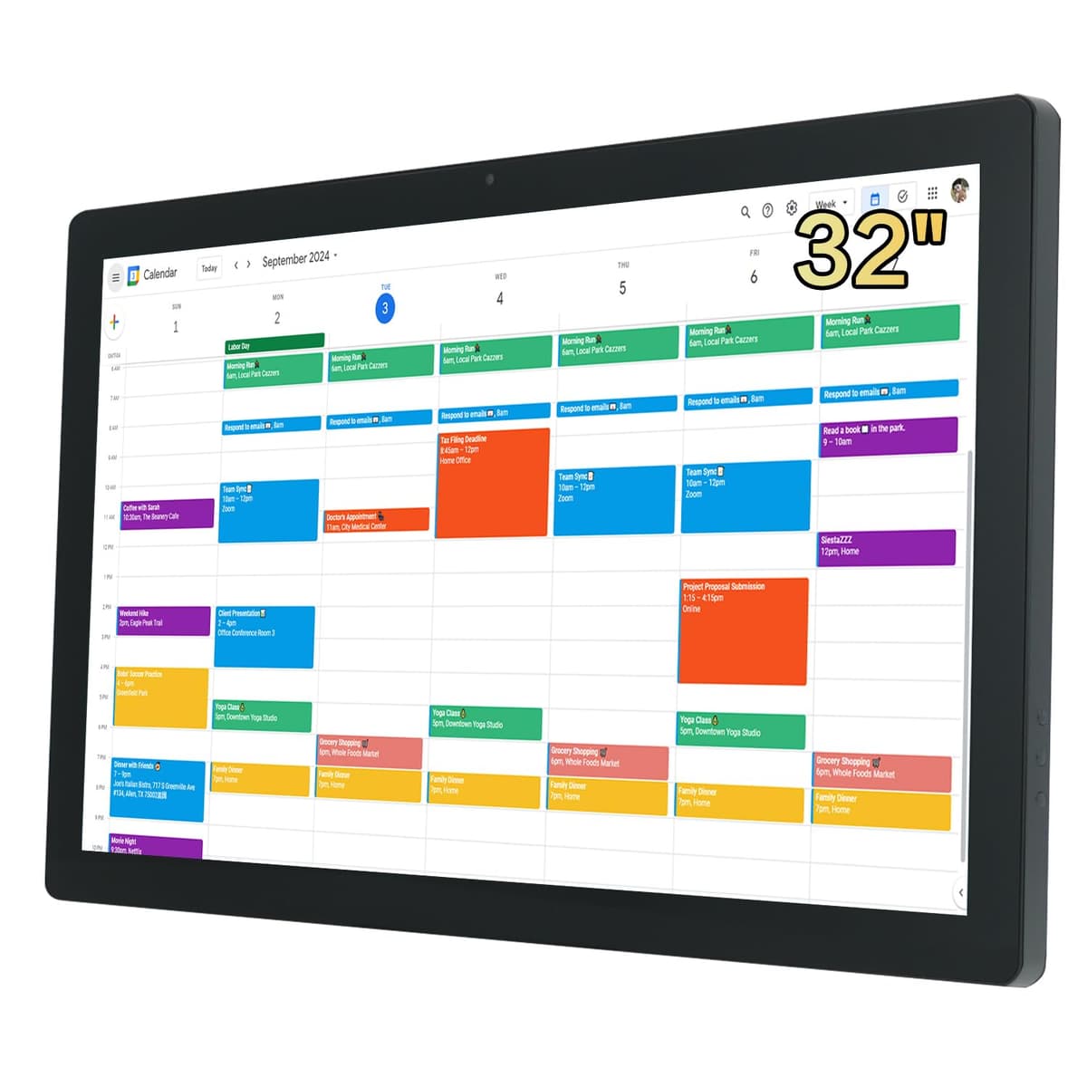 WOGO Calendario digital táctil 32" - monitor interactivo con altavoces y cámara, incluye montaje y soporte WG32