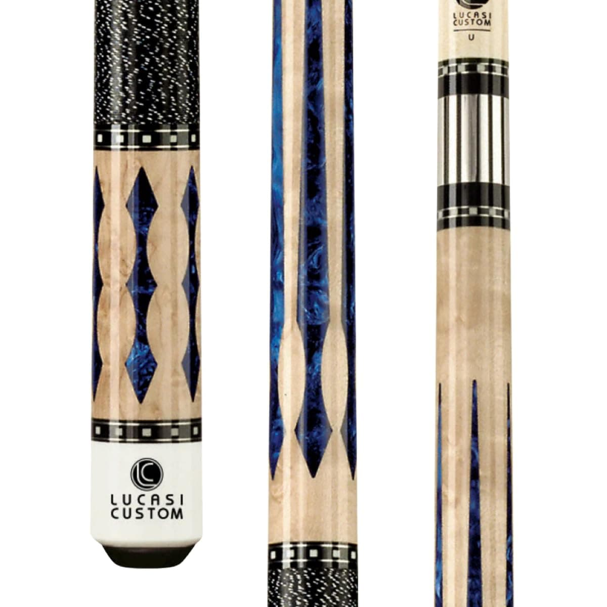 Lucasi Custom LZ2004NB Birds-Eye Maple con incrustaciones Blue Luster, 58" 18 oz