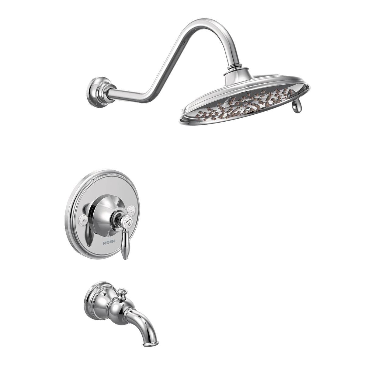 Moen TS32104 Weymouth Kit de ducha y tina Posi-Temp con regadera rainshower 9 pulg., Chrome