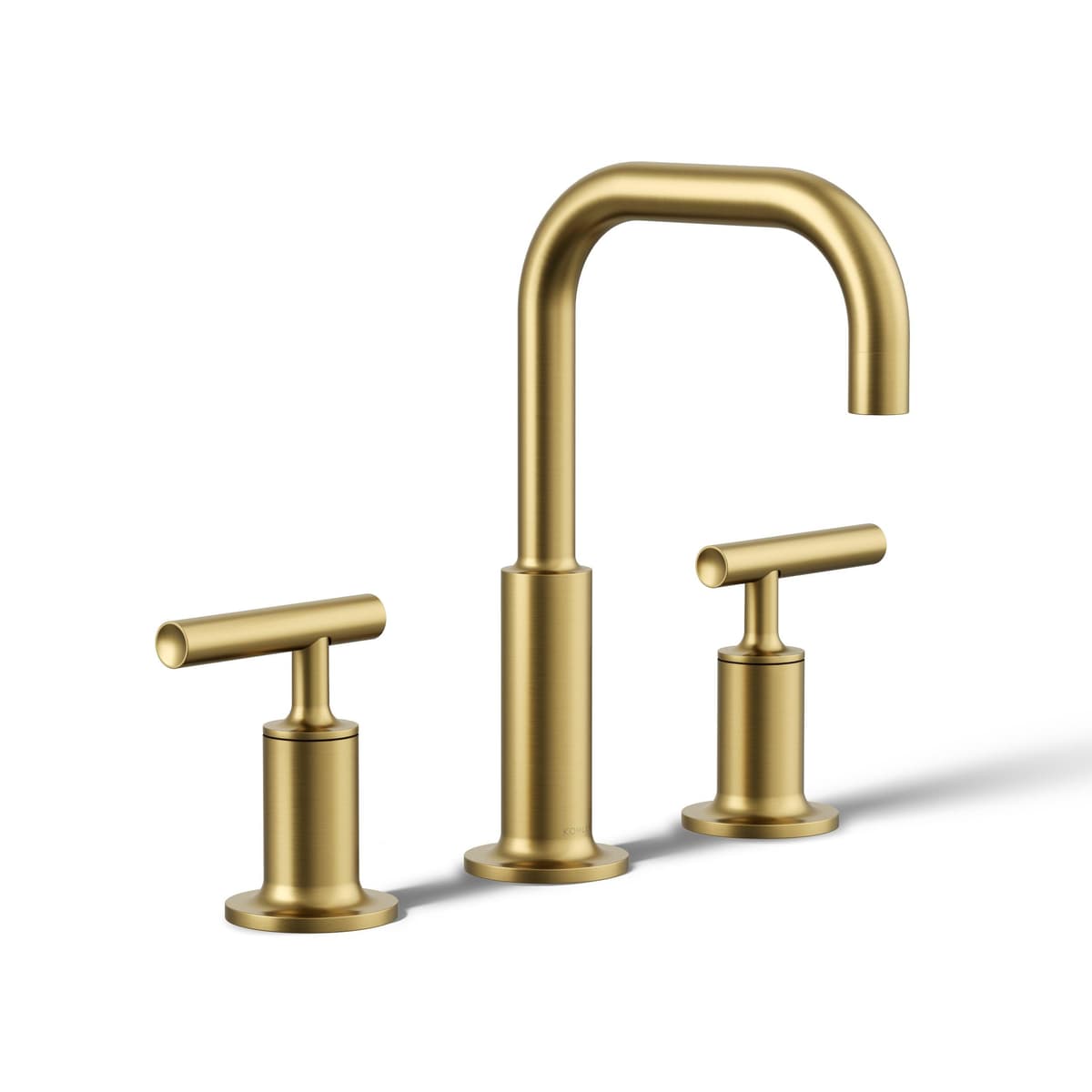 Kohler Purist Grifo de Lavabo Widespread con Manijas de Palanca 1.2 gpm, Vibrant Brushed Moderne Brass 14406-4-2MB