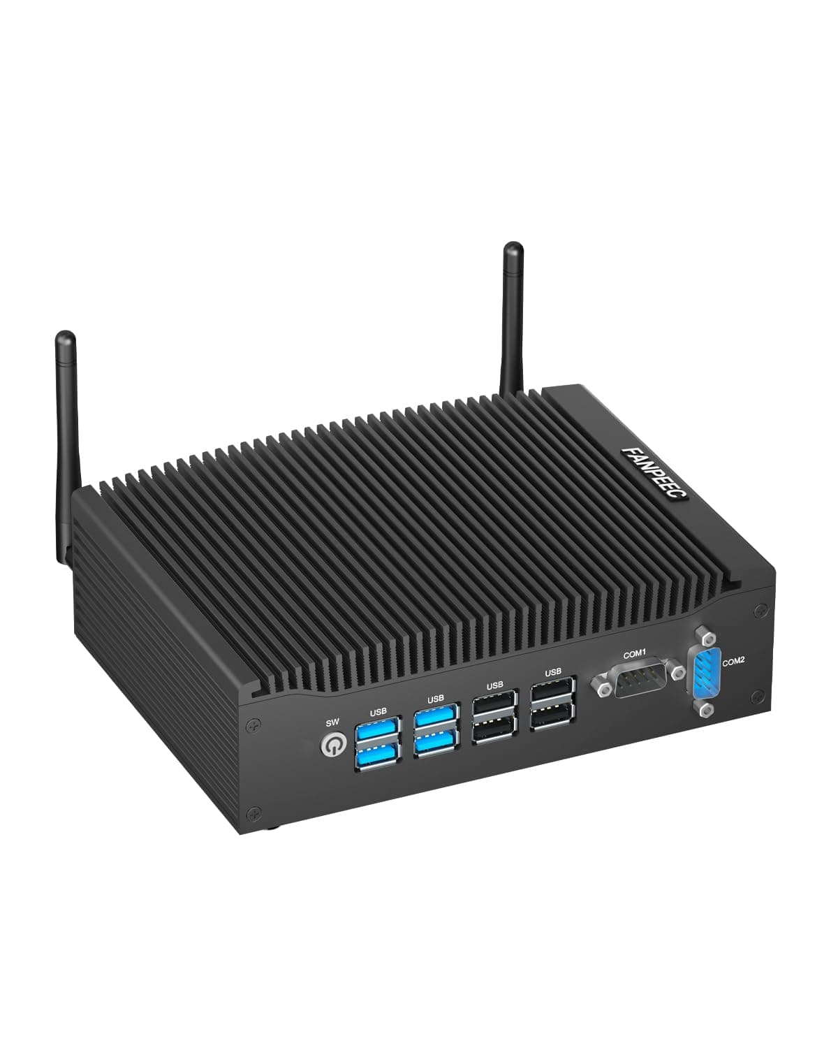 FANPEEC PC Fanless Core i5-8350U, Mini PC Industrial Win 11 Pro 8GB DDR4 RAM 256GB M.2 SSD, Computadora Industrial 4K Doble Pantalla, 2x RS232 COM, 2x RJ45 LAN, 8x USB, WiFi Doble Banda, BT4.2, TPM2.0 H7-i5-8350U