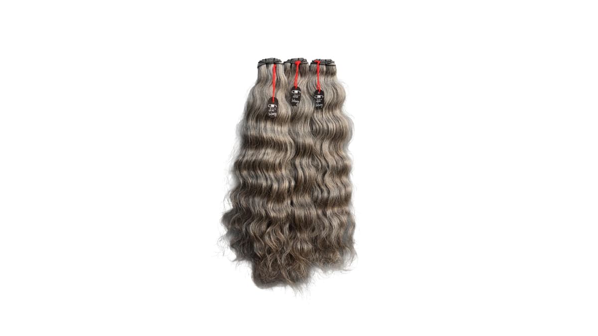 IDM Extensiones de cabello 22” Salt & Pepper / Gris Natural - 3 paquetes, 100% Indian Virgin Raw Hair 22"WS&P3