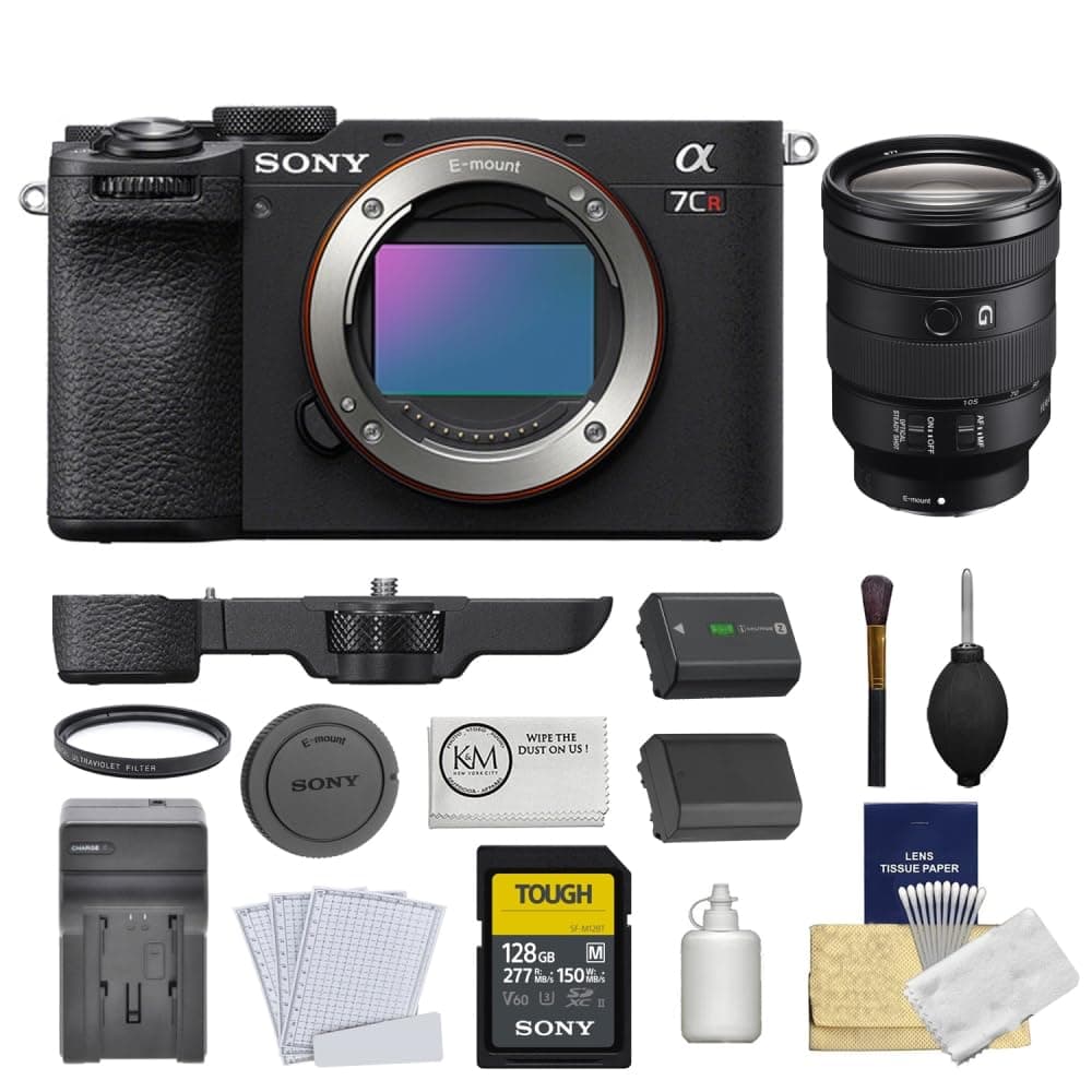 Sony a7CR Mirrorless Camera Black - Kit de 9 piezas con Sony FE 24-105mm f/4 G OSS, 128GB y accesorios ILCE7CRB-006
