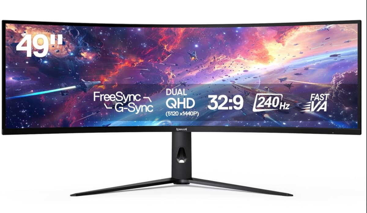 Redragon 49" Curvo DQHD 5120x1440 240Hz 2.2ms 1000R con USB-C PD y KVM integrado GMQ966REC