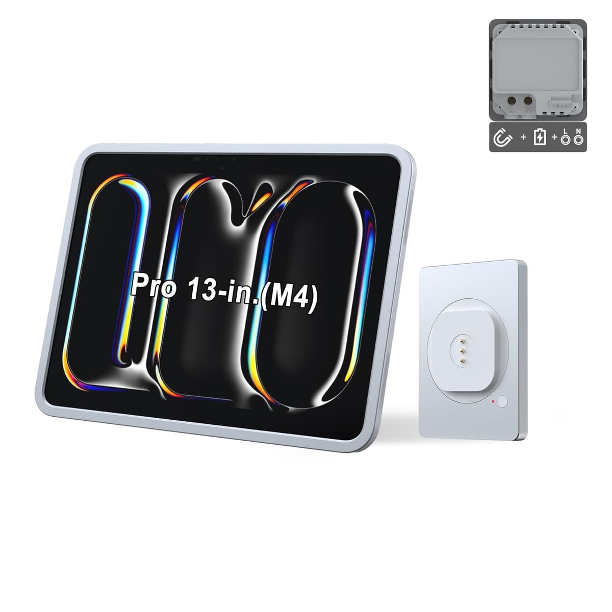 Soporte magnético de pared EMONITA con estuche de carga A13 para iPad Pro 13 pulgadas (M4). Carga rápida 18W 100-250V AC, imanes fuertes, rotación 360° bffebdf9-5cc2-47d2-8e82-7ce4d47c9da5