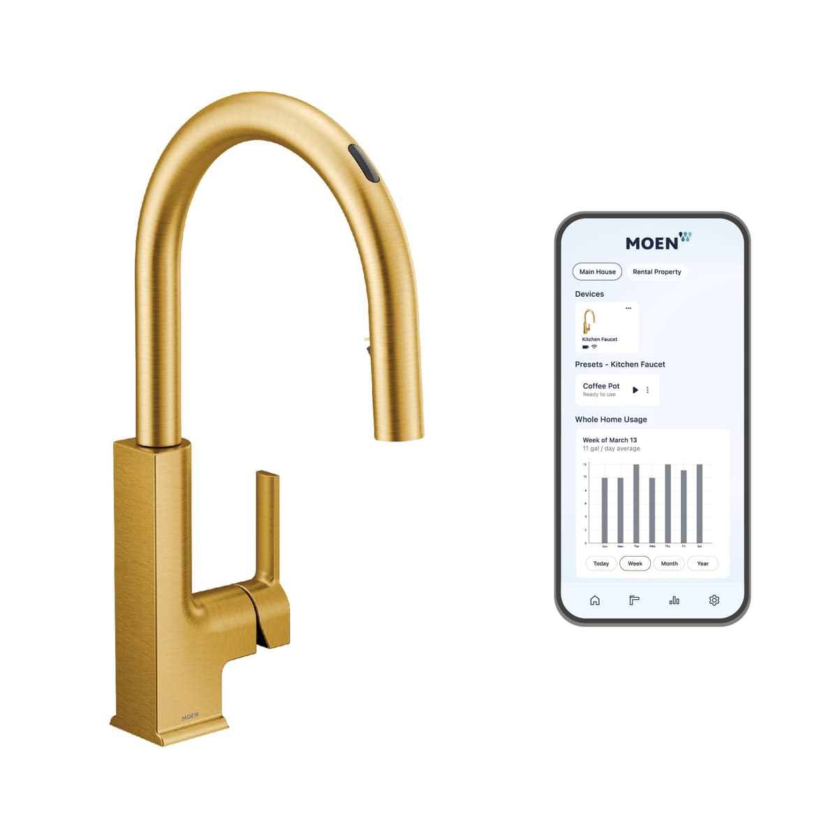 Moen S72308EVBG STO Smart Touchless Pull Down Sprayer Brushed Gold
