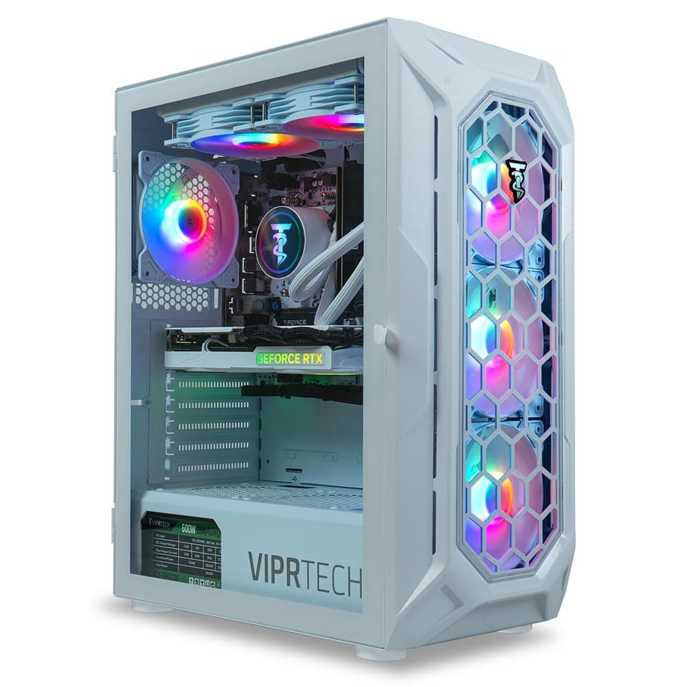 ViprTech Ghost 4.0 Liquid-Cooled PC - AMD Ryzen 7 (4.4GHz Turbo) - RTX 5060 Ti - 16GB DDR4 - 1TB SSD - RGB - Win 11 - Blanco R7-4060Ti-32G-1T-L