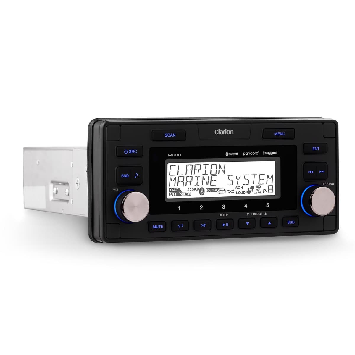 Clarion M608 Receptor multimedia digital empotrado para barco, 4 zonas, compatible con SIRIUS/XM y con Bluetooth