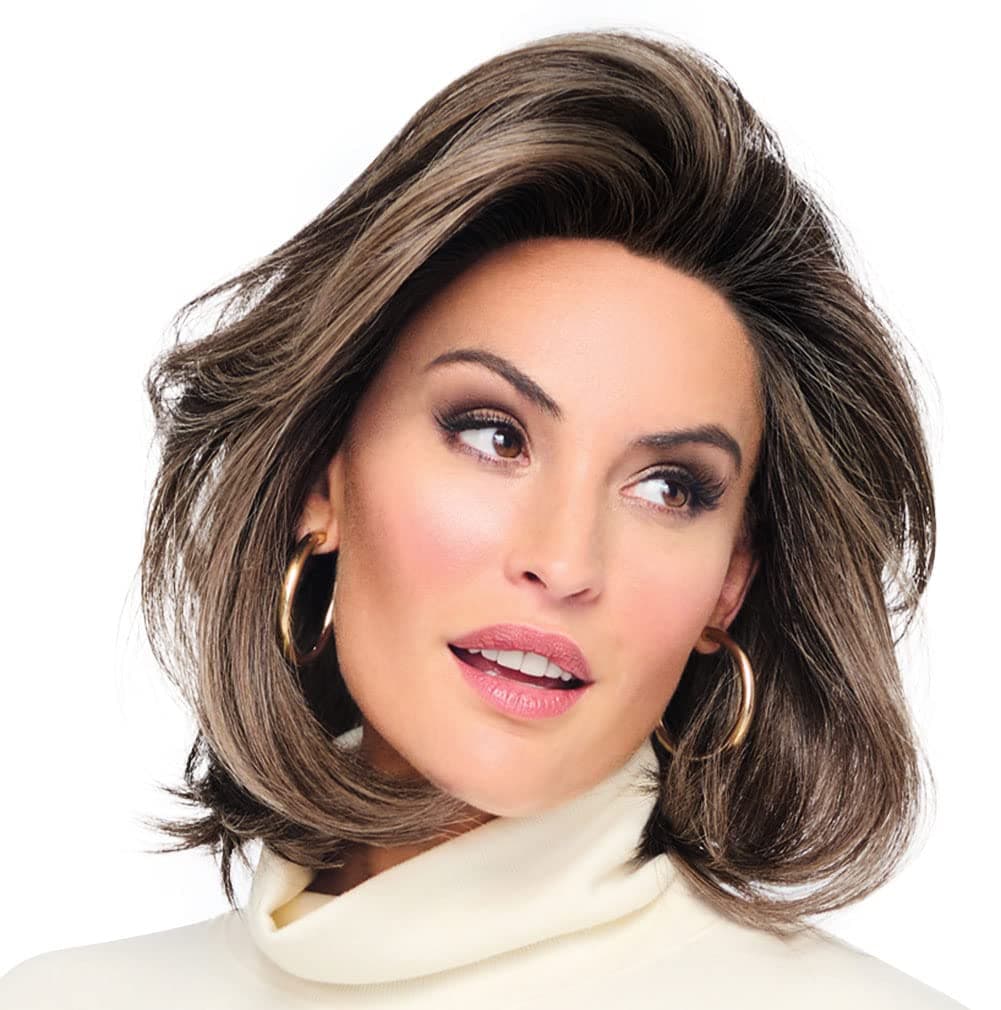 Hair u wear Raquel Welch Flying Solo bob a la altura del hombro, 100% cosido a mano, Petite-Average, RL8/12SS Iced Mocha