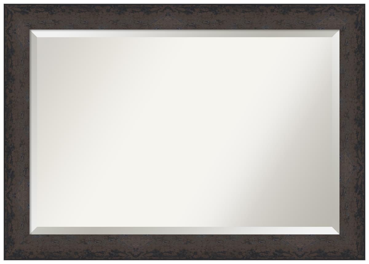 Amanti Art Espejo de baño 41.5 x 29.5 in Marco Dappled Black Brown con borde biselado 28588100588