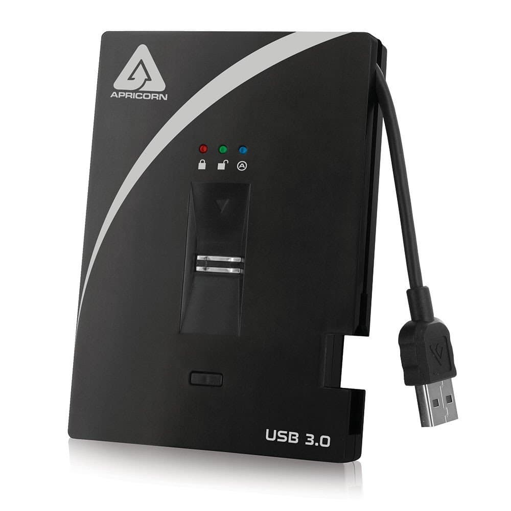 Apricorn Aegis Bio 3 Disco Duro Portátil USB 3.0 1 TB con Encriptación de 256 bits A25-3BIO256-1000 (Negro)