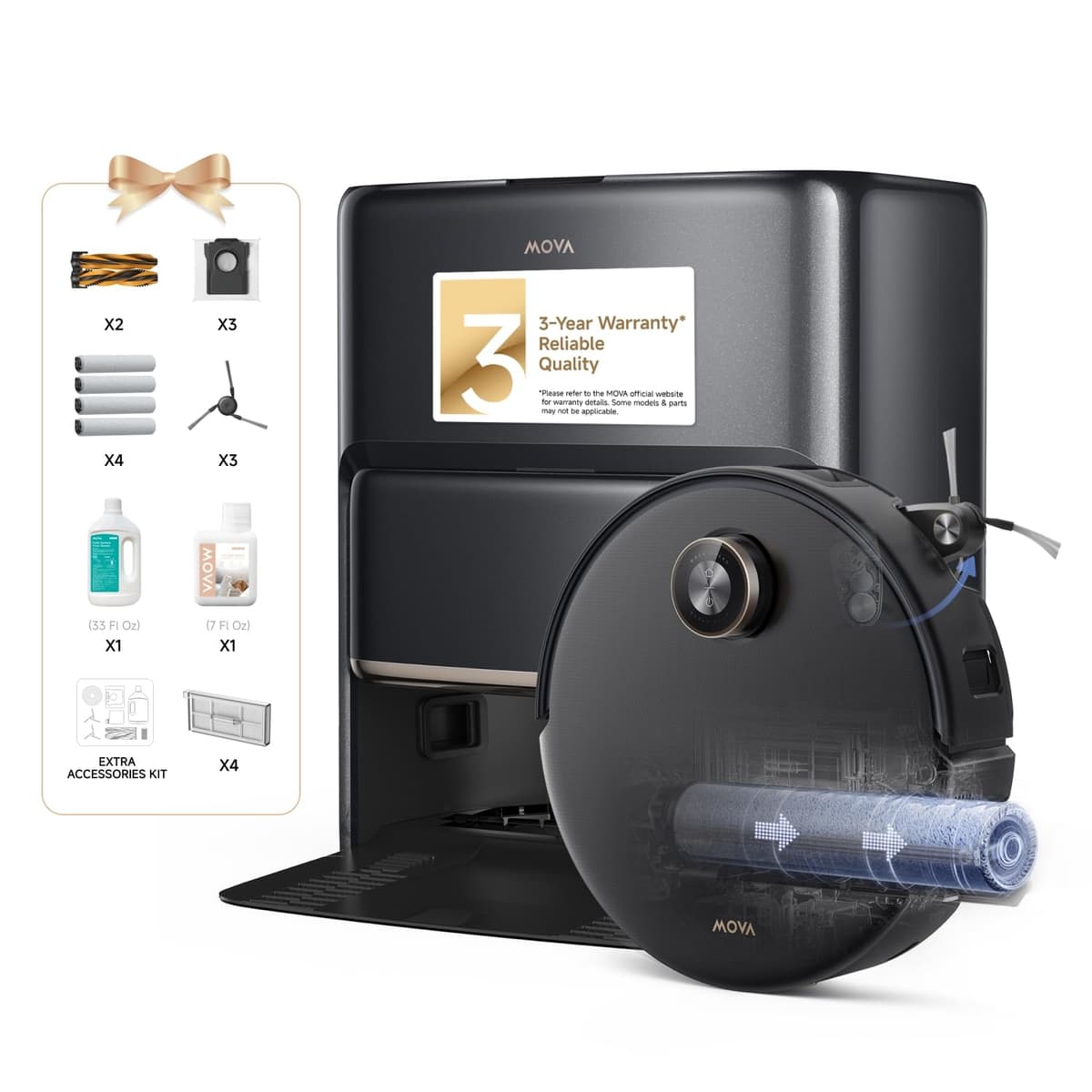 Mova Z60 Ultra Roller Robot Aspirador y Mopa Completo, 28, 000Pa, AutoShield para Alfombras, Duobrush Antienredos, Base de Autocuidado RLZ83CE-1
