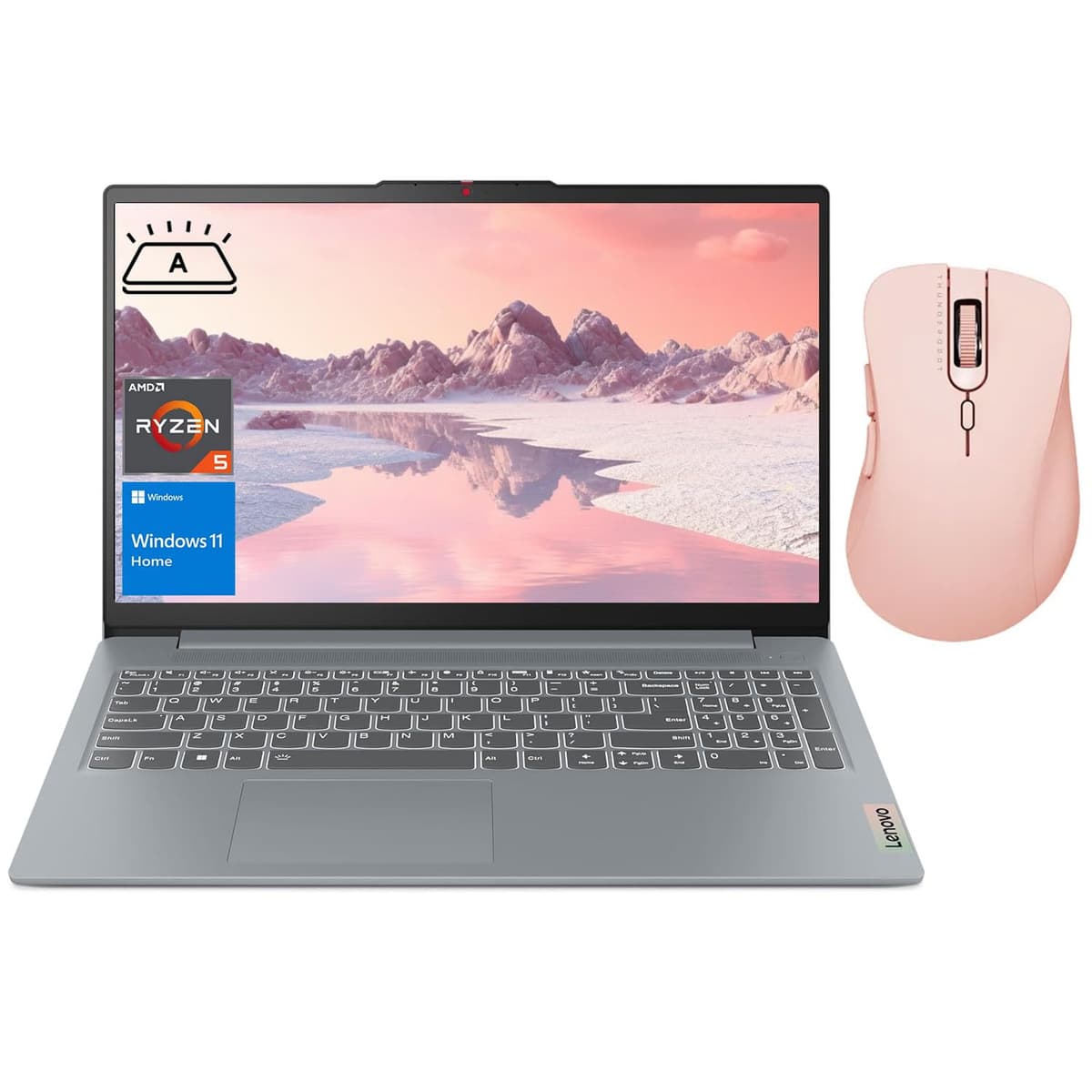 Lenovo IdeaPad Slim 3 Portátil, pantalla FHD de 15.6", AMD Ryzen 5 5625U, 16GB RAM, 512GB SSD, teclado retroiluminado, lector de tarjetas SD, cámara web, HDMI, Wi-Fi 6, Windows 11 Home, paquete con mouse inalámbrico Thunderobot ML101